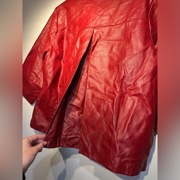 Neiman Marcus NWOT Vintage Short Red Cape Style Leather Jacket Sz XL Y2K - Picture 12 of 14